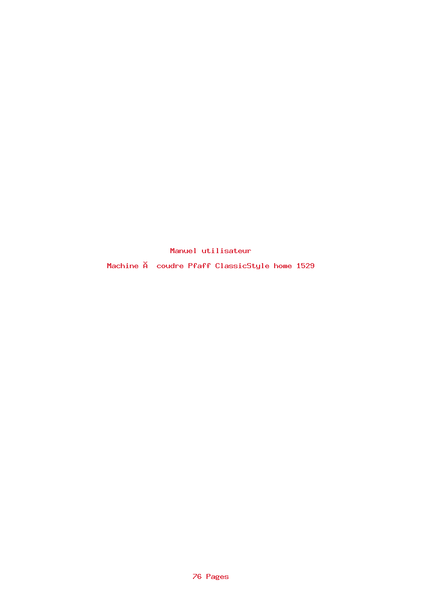 Page 1 de la notice Manuel utilisateur Pfaff ClassicStyle home 1529