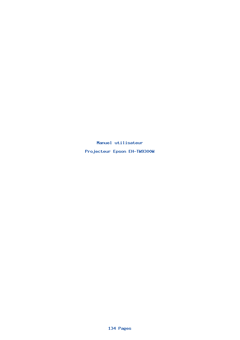 Page 1 de la notice Manuel utilisateur Epson EH-TW9300W