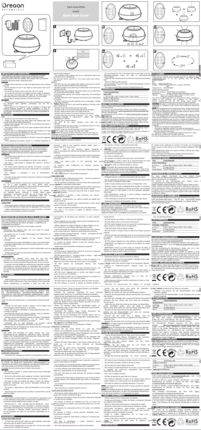 Page 1 de la notice Manuel utilisateur Oregon Scientific WA205