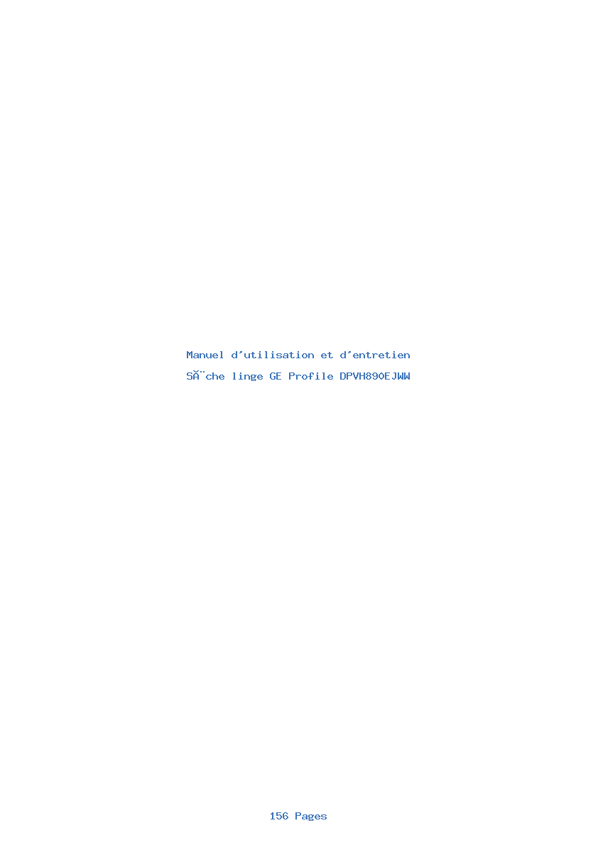 Image de la première page du manuel de l'appareil Profile DPVH890EJWW
