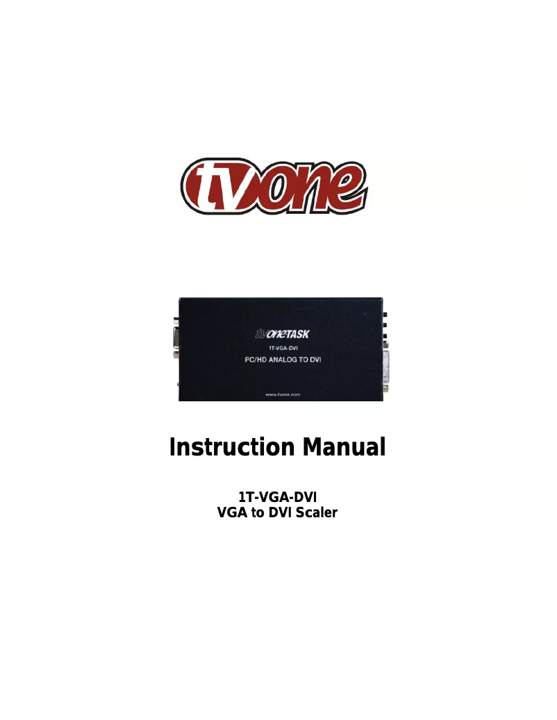 Page 1 of the manual User Manual TV One 1T-VGA-DVI
