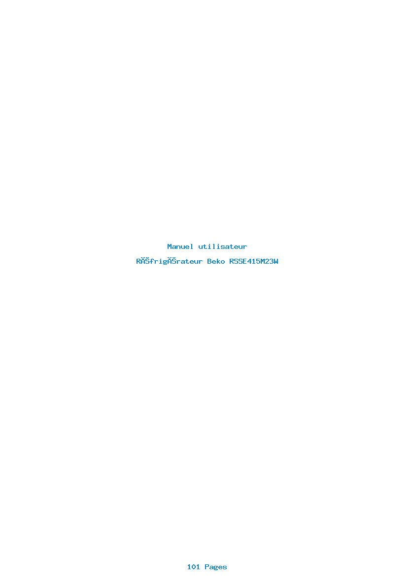 Page 1 de la notice Manuel utilisateur Beko RSSE415M23W
