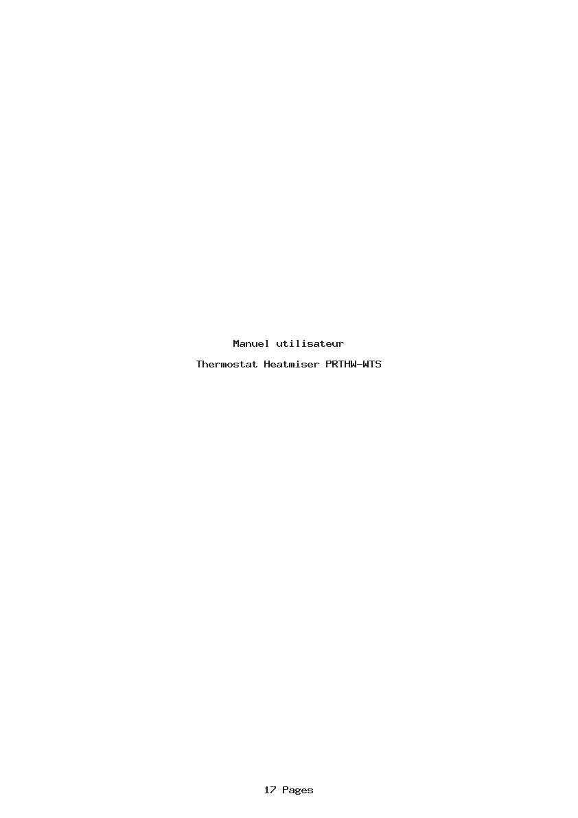Page 1 de la notice Manuel utilisateur Heatmiser PRTHW-WTS