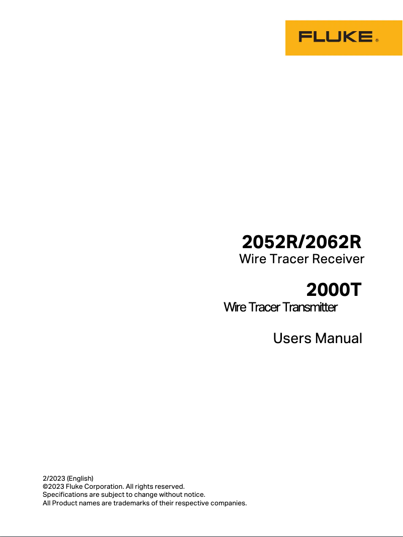 Page 1 de la notice Manuel utilisateur Fluke 2062R