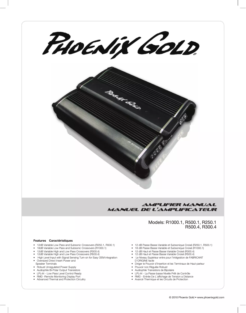 Page 1 de la notice Manuel utilisateur Phoenix Gold R500.1