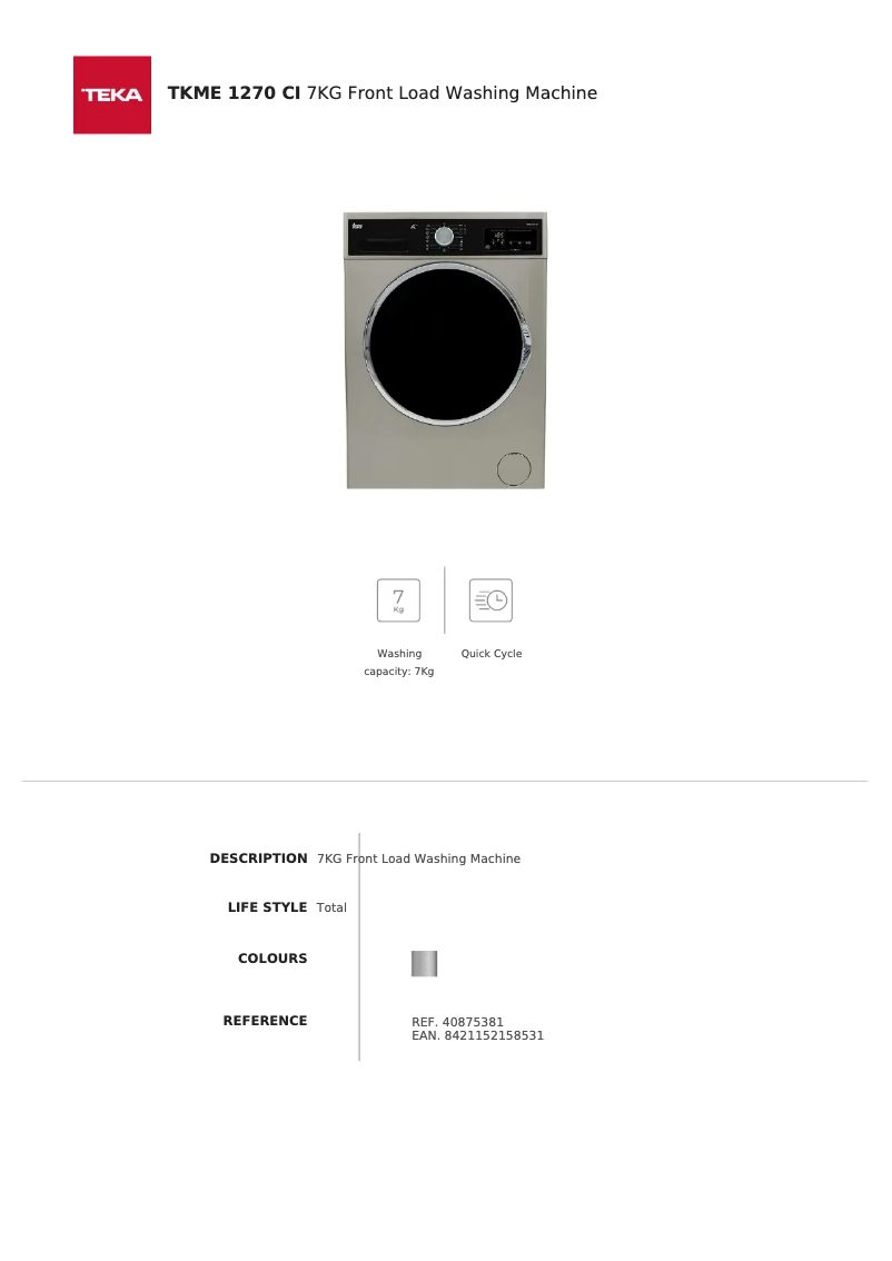 Page 1 de la notice Manuel utilisateur Teka TKME 1270