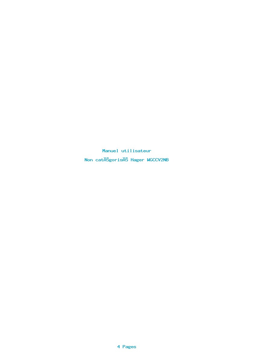 Page 1 de la notice Manuel utilisateur Hager WGCCV2NB