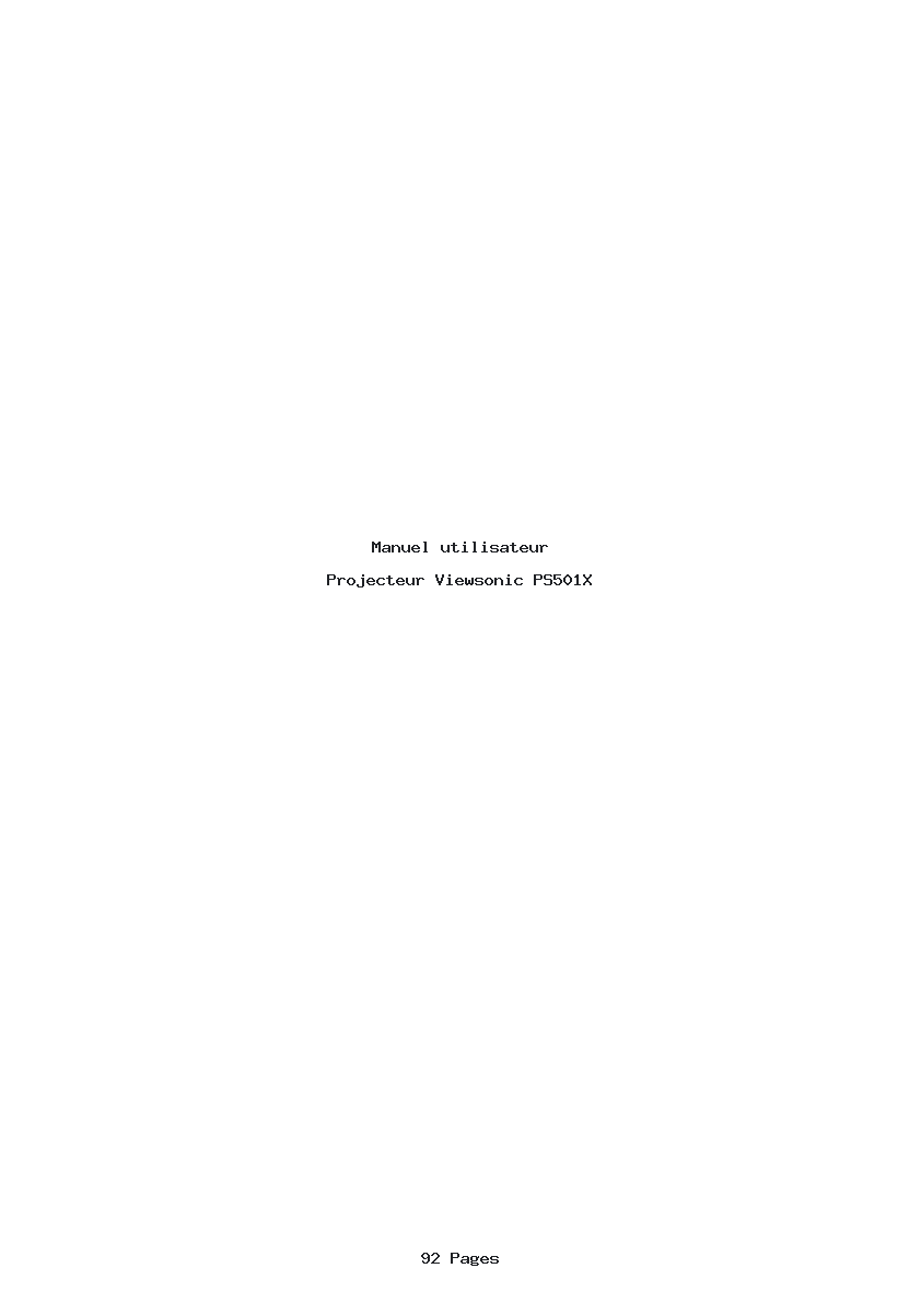 Page 1 de la notice Manuel utilisateur Viewsonic PS501X