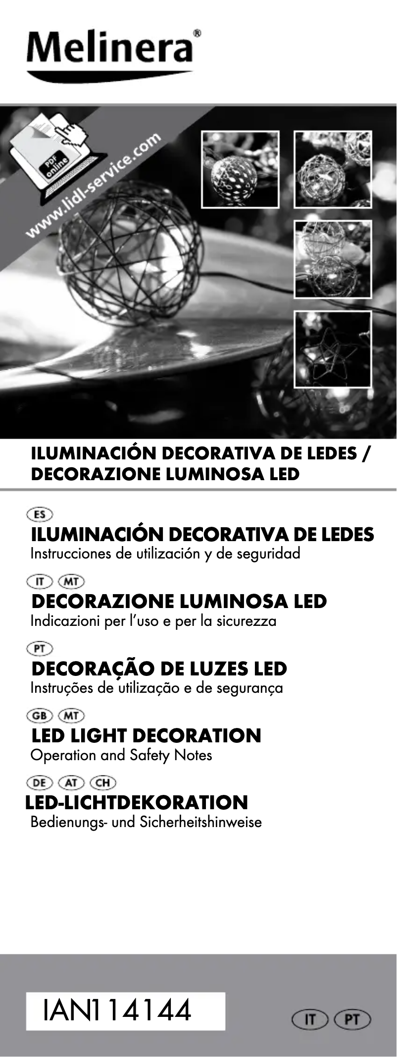Page 1 de la notice Manuel utilisateur Melinera IAN 114144