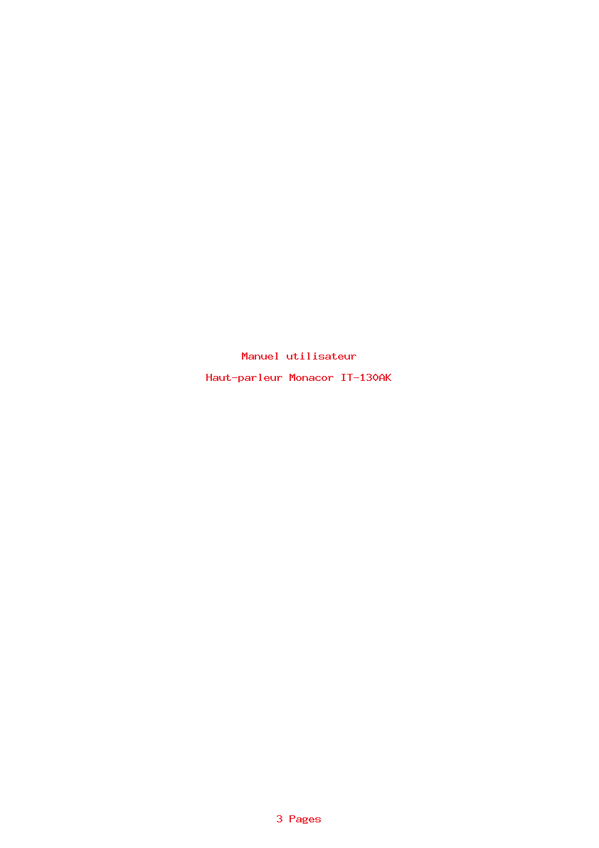 Page 1 de la notice Manuel utilisateur Monacor IT-130AK