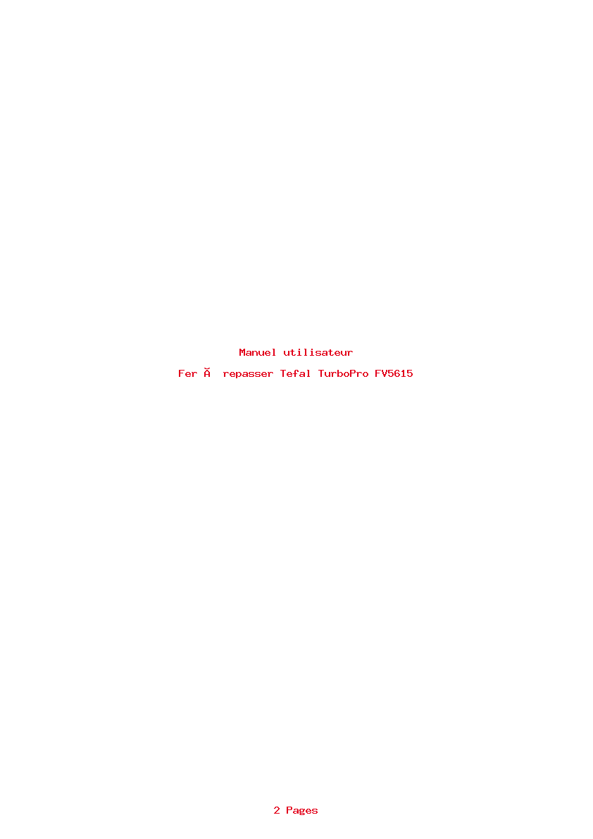 Page 1 de la notice Manuel utilisateur Tefal TurboPro FV5615