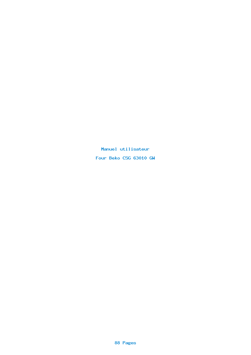 Page 1 de la notice Manuel utilisateur Beko CSG 63010 GW