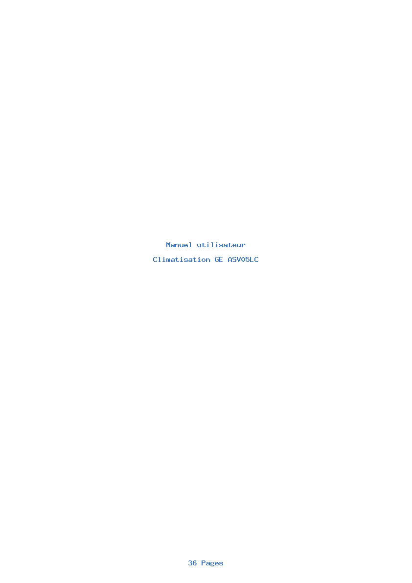 Page 1 de la notice Manuel utilisateur GE ASV05LC