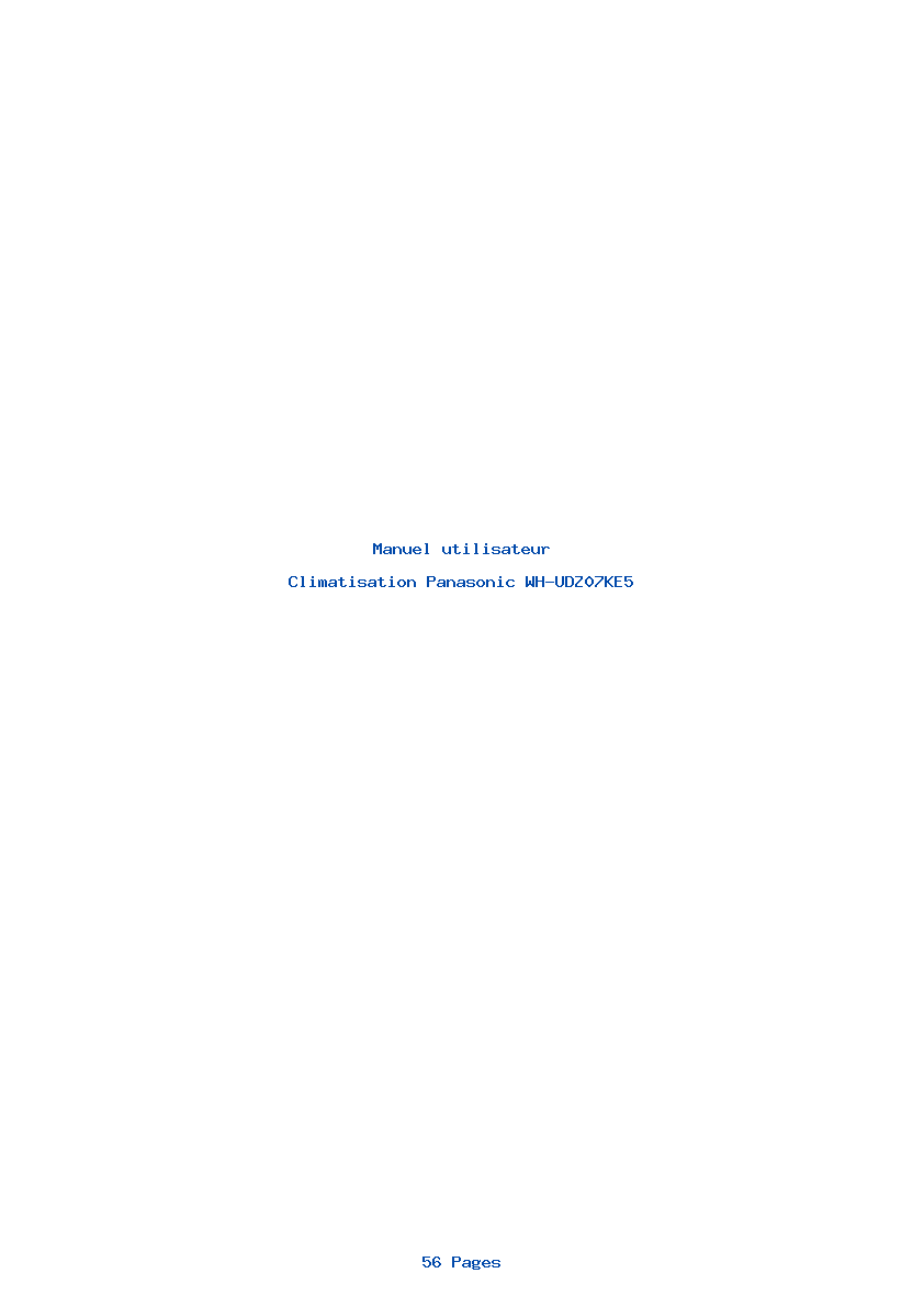 Page 1 de la notice Manuel utilisateur Panasonic WH-UDZ07KE5