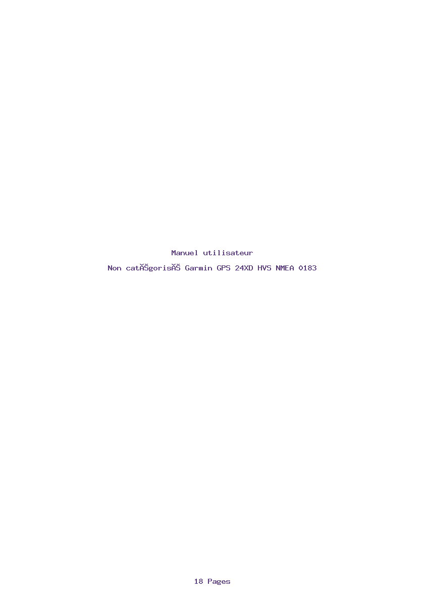 Page 1 de la notice Manuel utilisateur Garmin GPS 24XD HVS NMEA 0183