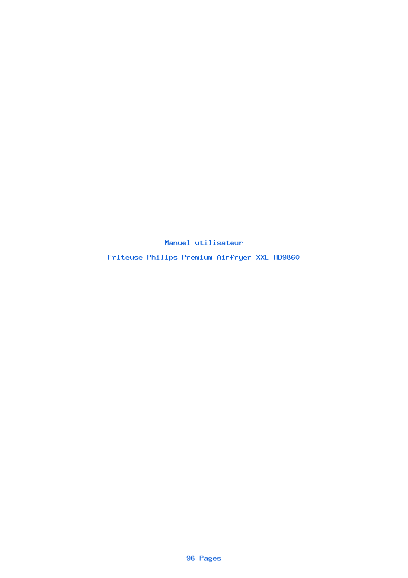 Page 1 de la notice Manuel utilisateur Philips Premium Airfryer XXL HD9860