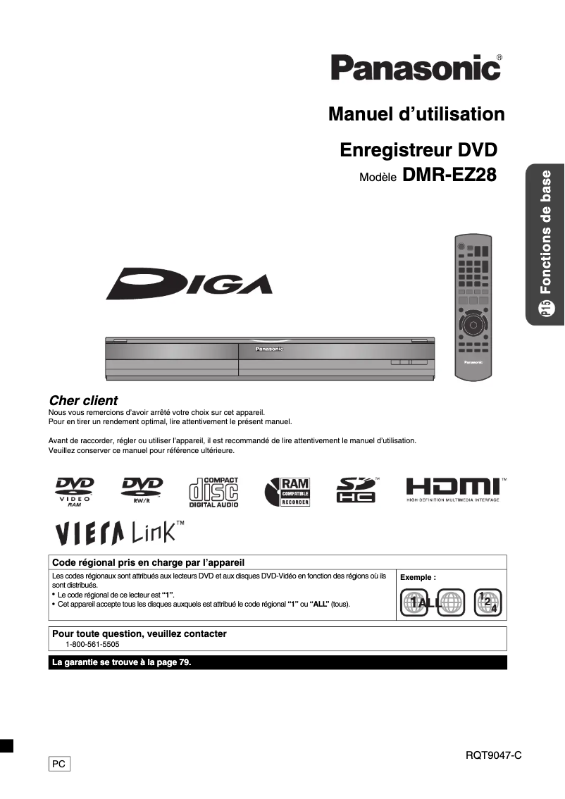 Page 1 of the manual Installation Guide Panasonic DMR-EZ28