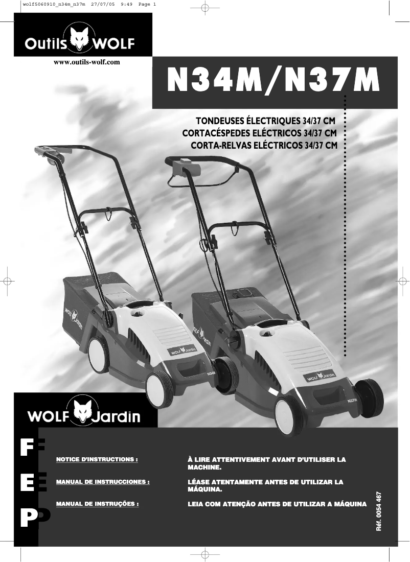 Page 1 de la notice Manuel utilisateur Wolf Garten N37M