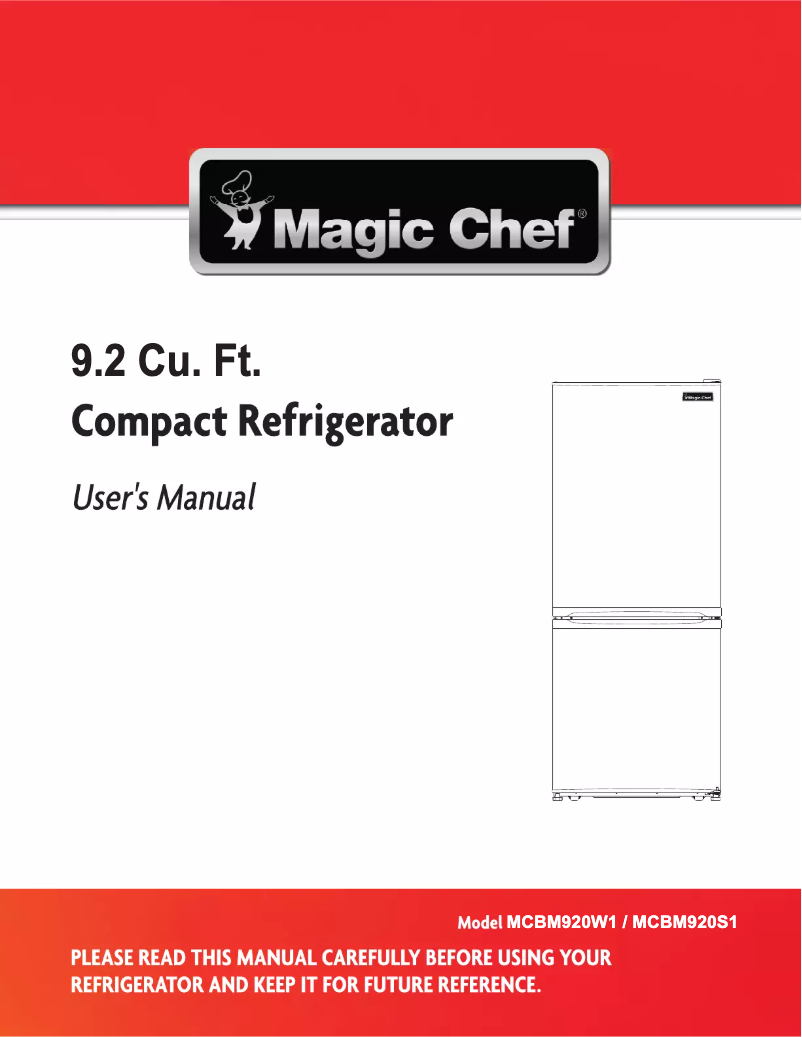 Page 1 de la notice Manuel utilisateur Magic Chef MCBM920W1