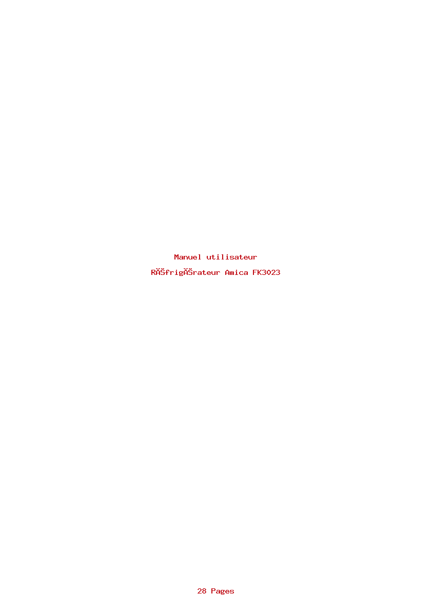 Page 1 de la notice Manuel utilisateur Amica FK3023