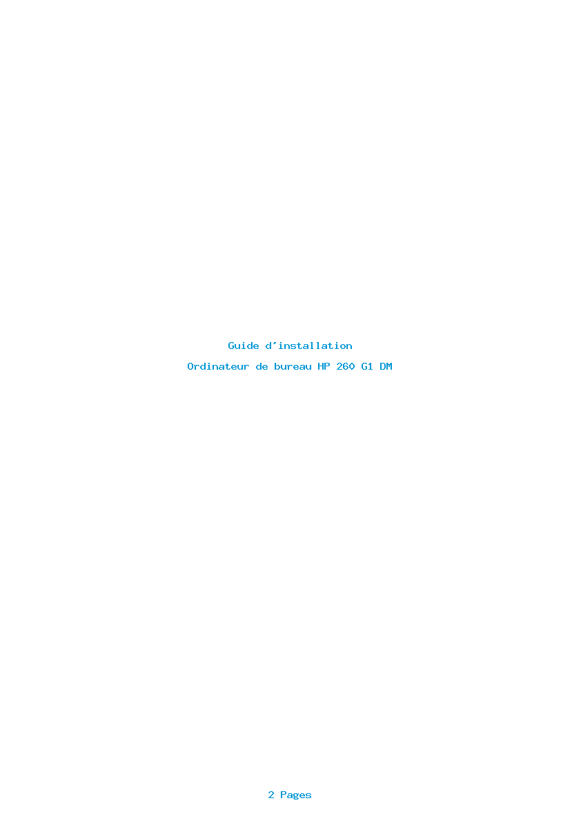 Page 1 de la notice Guide d'installation HP 260 G1 DM