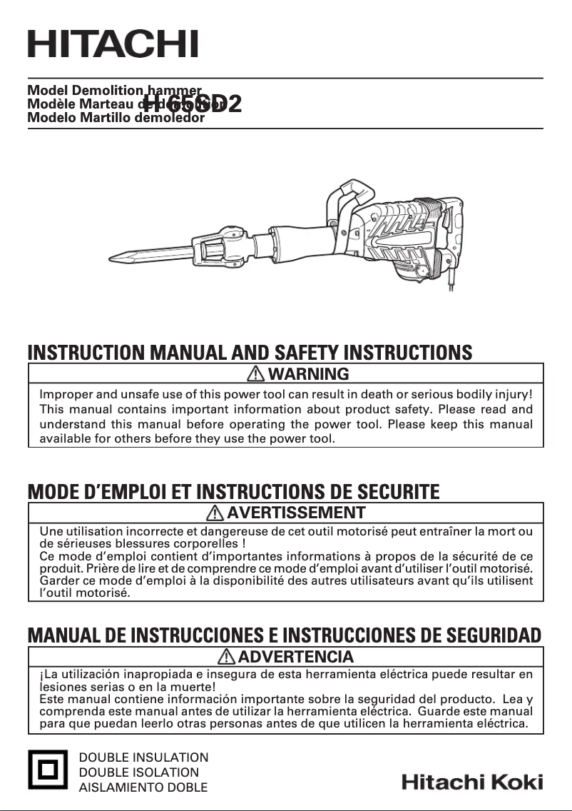 Page 1 of the manual User Manual Hitachi H 65SD2
