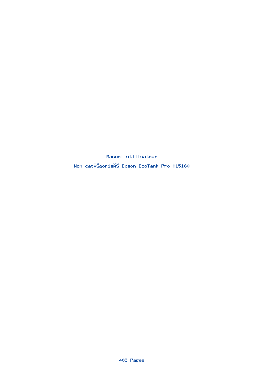 Page 1 de la notice Manuel utilisateur Epson EcoTank Pro M15180