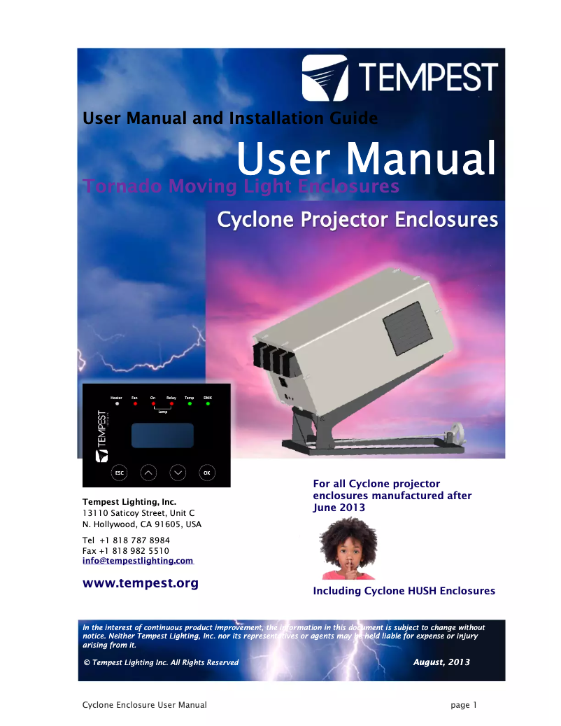 Page 1 de la notice Manuel utilisateur Tempest Cyclone 8102