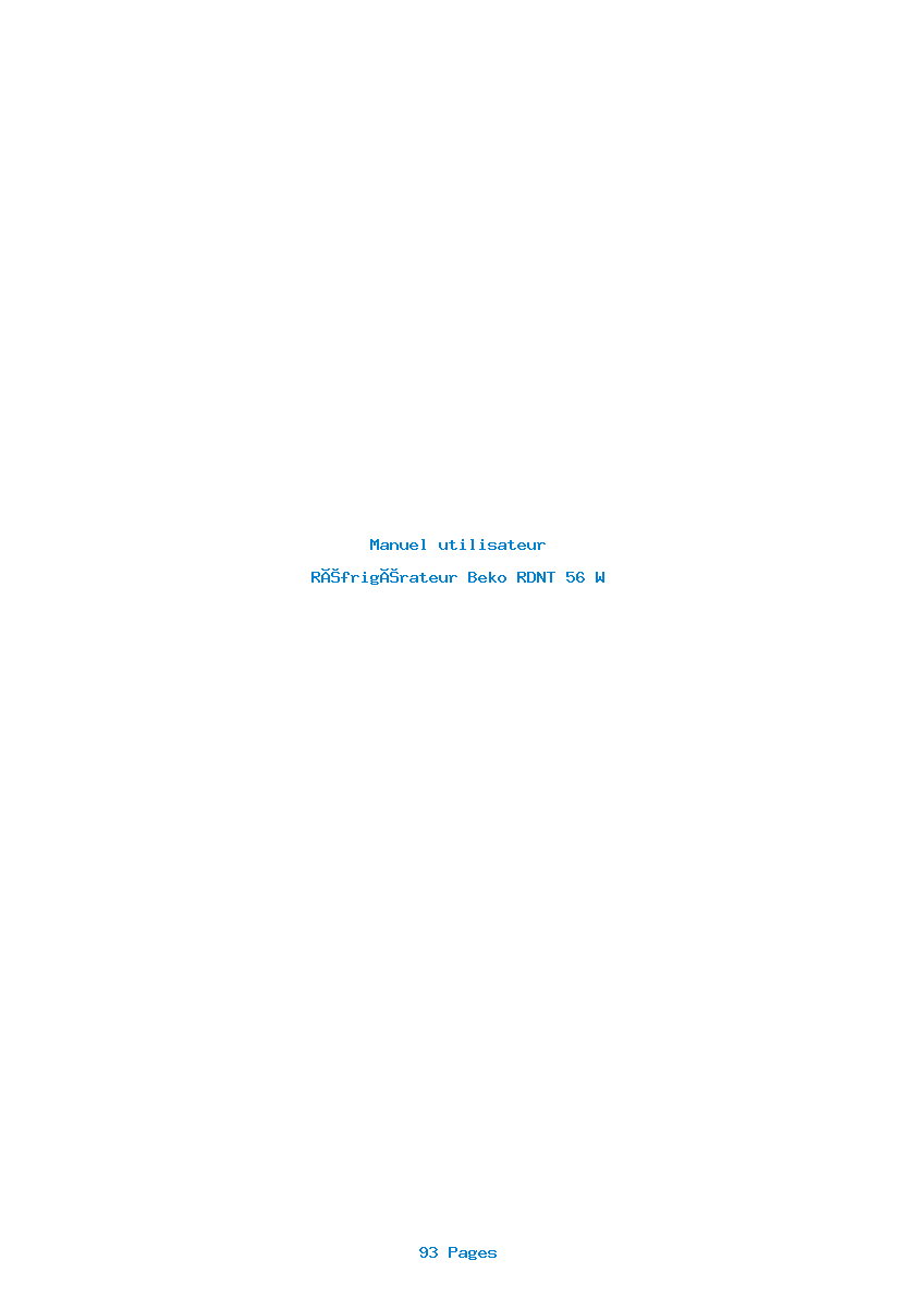 Page 1 de la notice Manuel utilisateur Beko RDNT 56 W