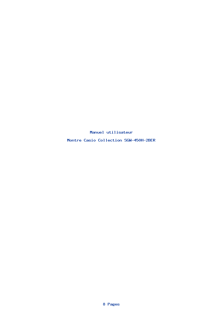 Page 1 de la notice Manuel utilisateur Casio Collection SGW-450H-2BER