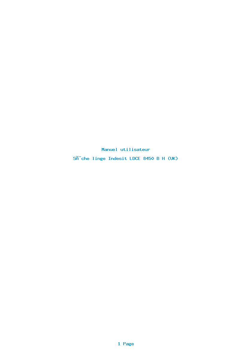 Page 1 de la notice Manuel utilisateur Indesit LDCE 8450 B H (UK)