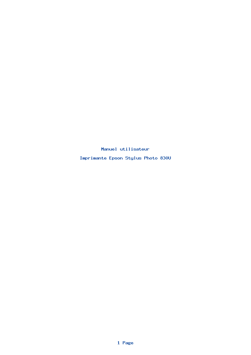 Page 1 de la notice Manuel utilisateur Epson Stylus Photo 830U