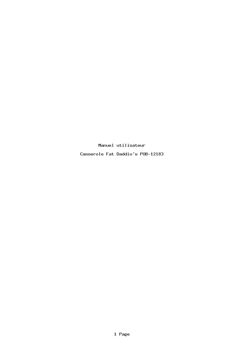 Page 1 de la notice Manuel utilisateur Fat Daddio's POB-12183