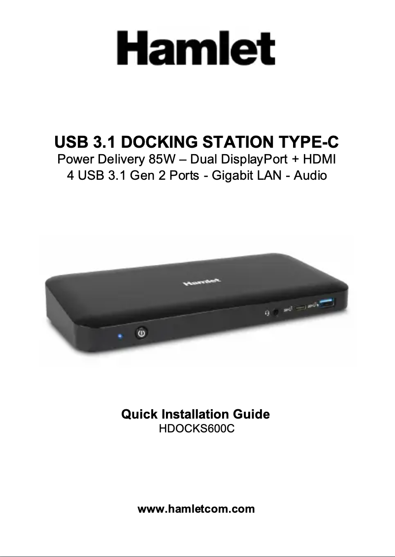 Page 1 de la notice Manuel utilisateur Hamlet HDOCKS600C