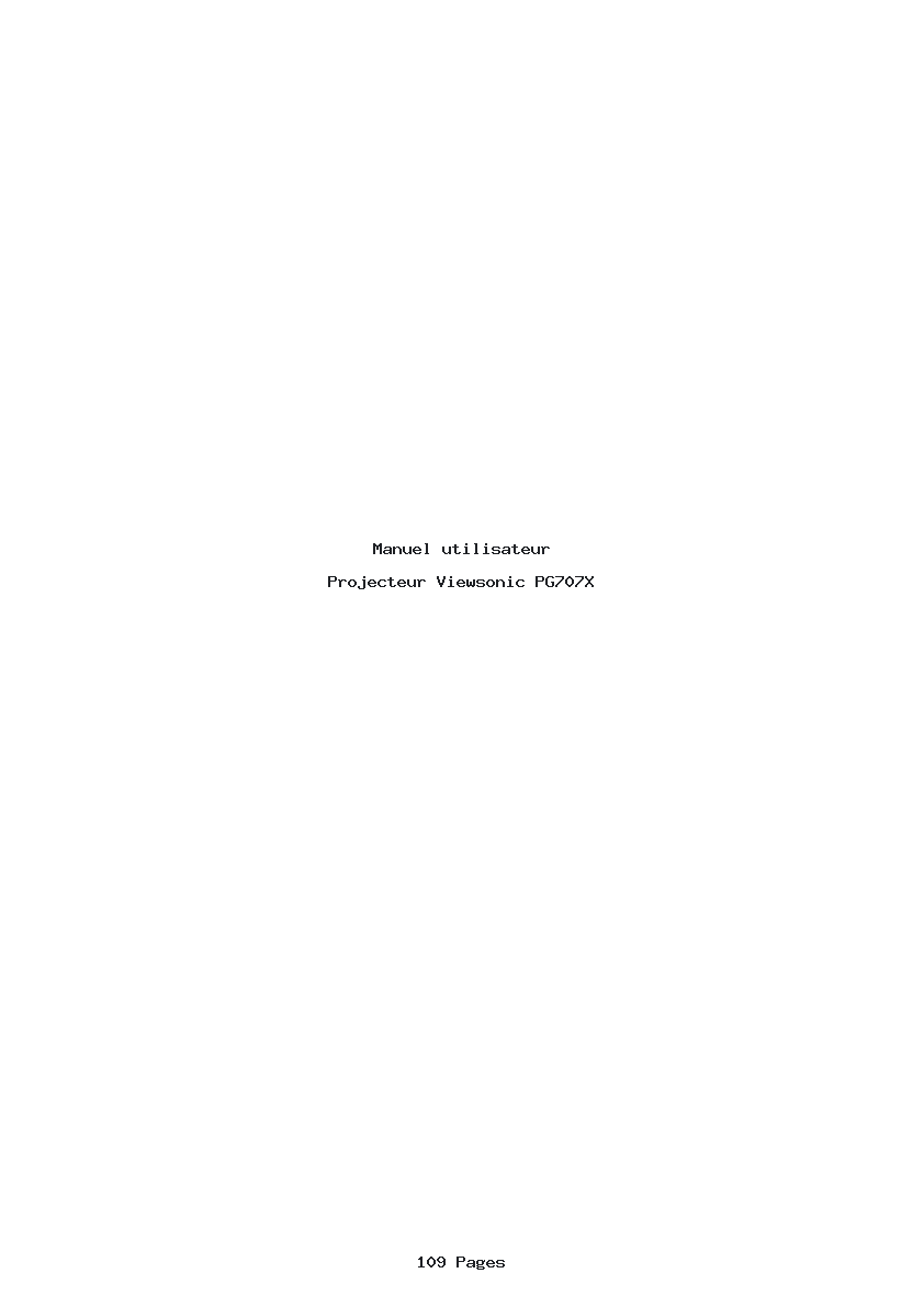 Page 1 de la notice Manuel utilisateur Viewsonic PG707X