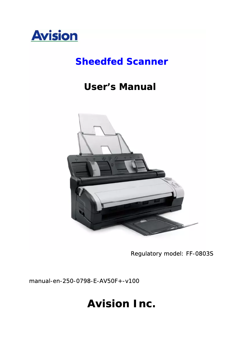Page 1 de la notice Manuel utilisateur Avision AV50F Plus