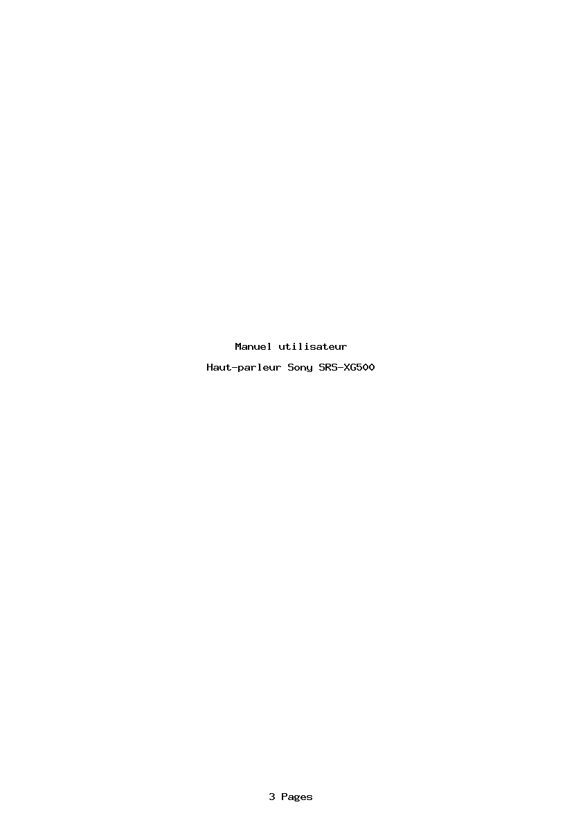 Page 1 de la notice Manuel utilisateur Sony SRS-XG500