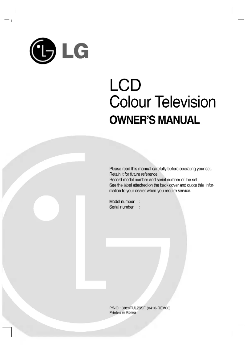 Page 1 de la notice Manuel utilisateur LG RZ-26LZ30