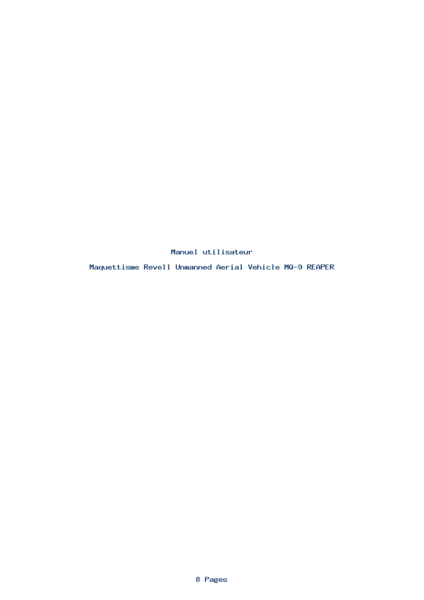 Page 1 de la notice Manuel utilisateur Revell Unmanned Aerial Vehicle MQ-9 REAPER
