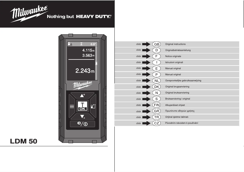 Page 1 de la notice Manuel utilisateur Milwaukee LDM 50