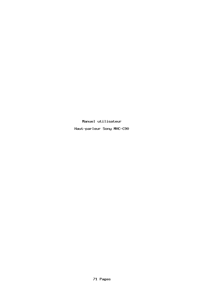 Page 1 de la notice Manuel utilisateur Sony MHC-C90