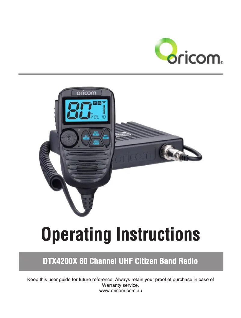 Page 1 de la notice Manuel utilisateur Oricom DTX4200X