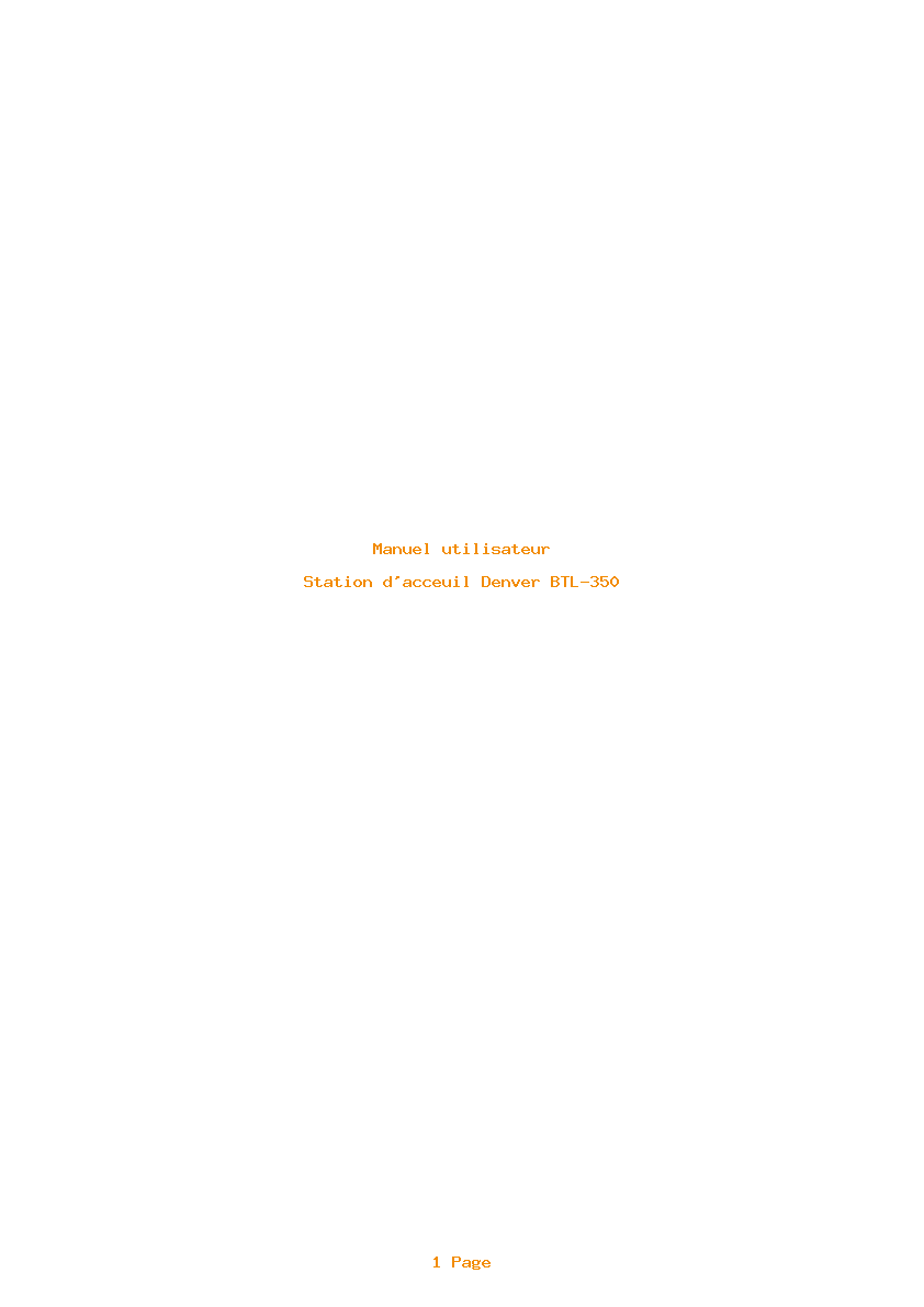 Page 1 de la notice Manuel utilisateur Denver BTL-350