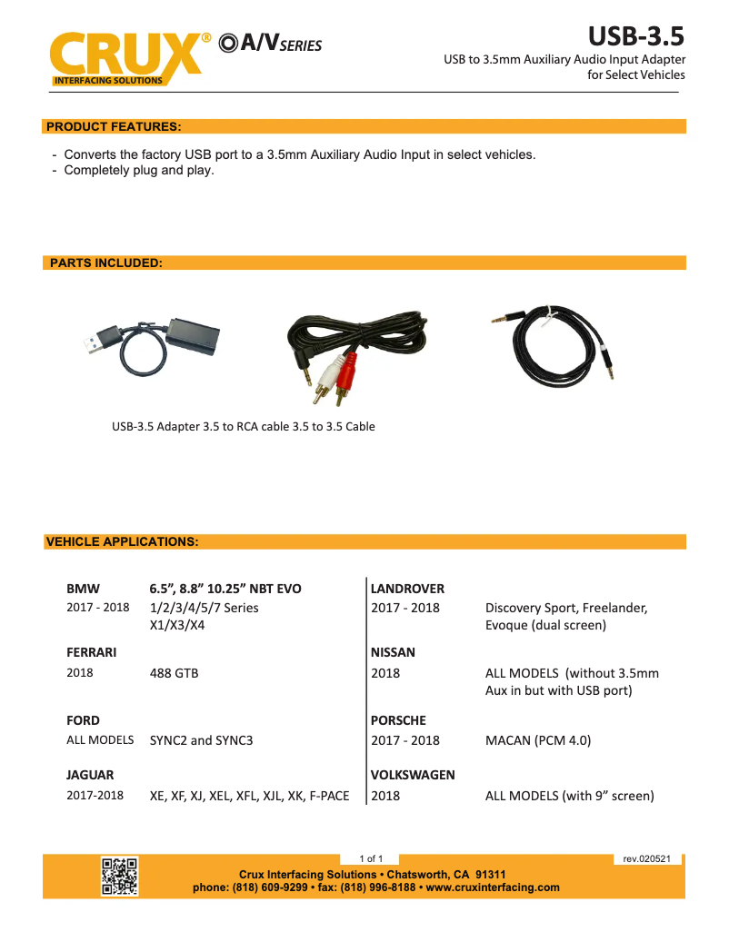 Página 1 del manual Manual de usuario CRUX USB-3.5