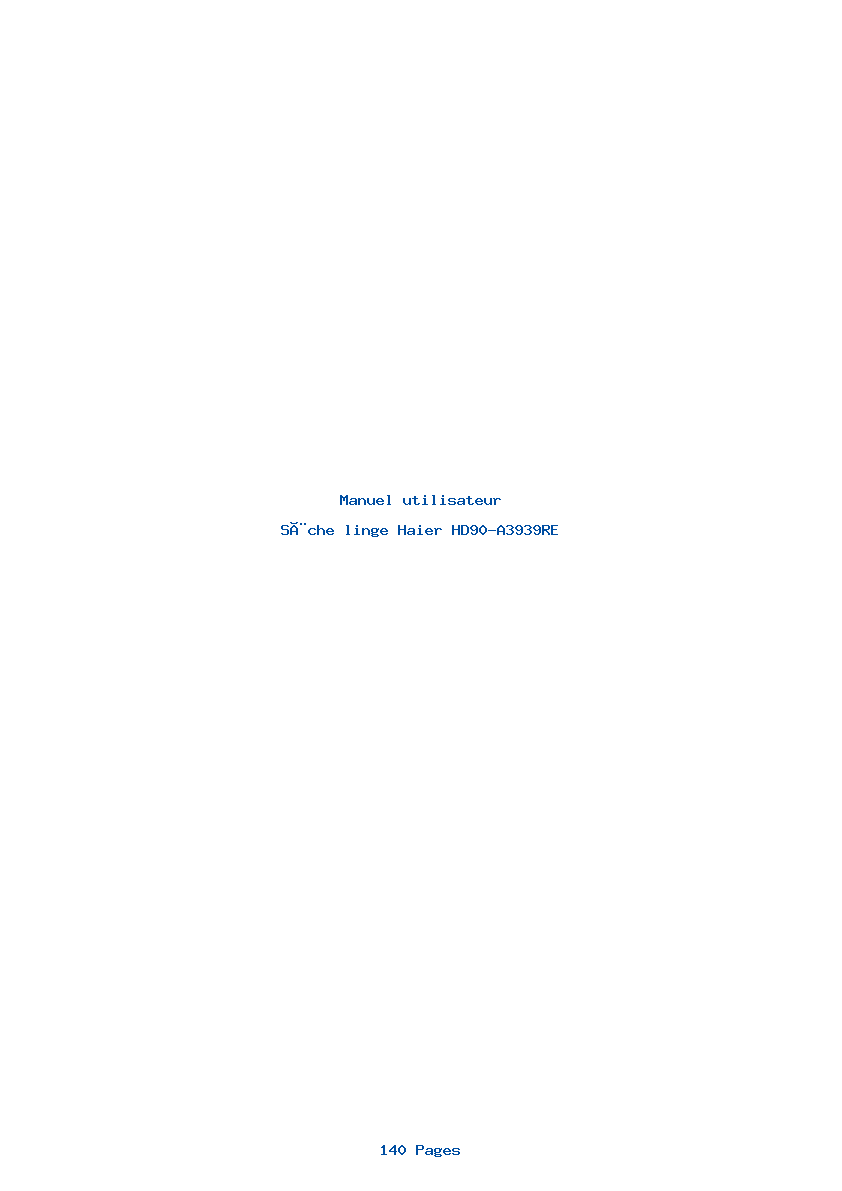 Page 1 de la notice Manuel utilisateur Haier HD90-A3939RE
