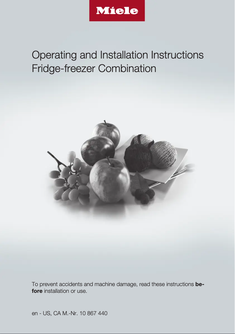 Page 1 de la notice Guide d'installation Miele KFN 13923 DE