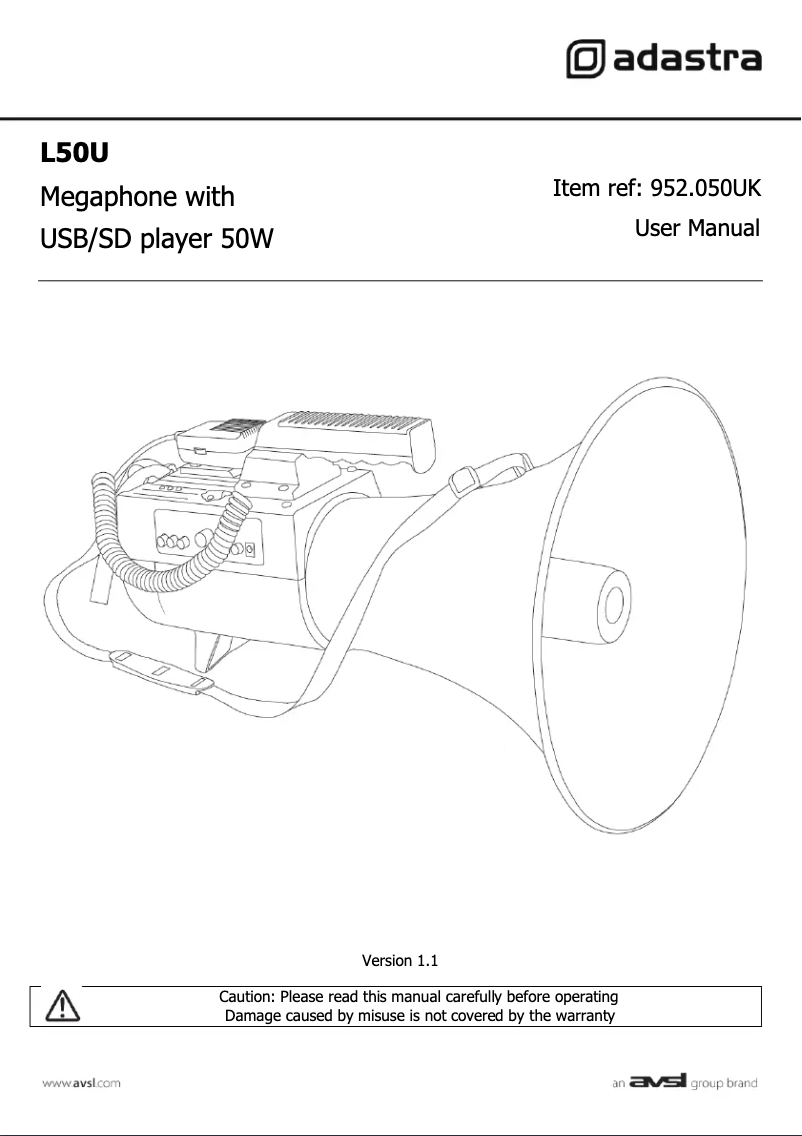 Página 1 del manual Manual de usuario Adastra L50U