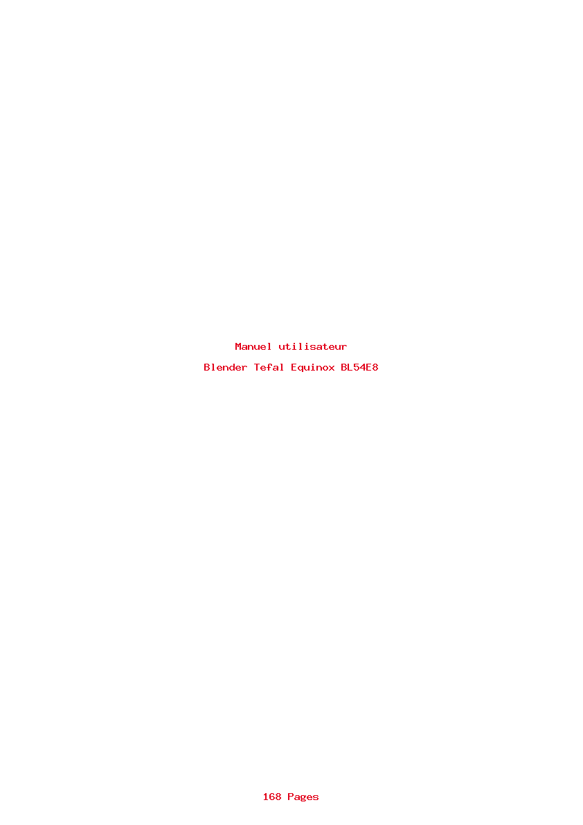 Page 1 de la notice Manuel utilisateur Tefal Equinox BL54E8