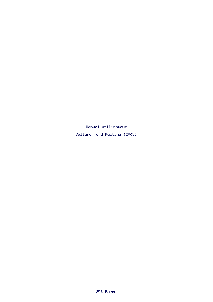 Page 1 de la notice Manuel utilisateur Ford Mustang (2003)
