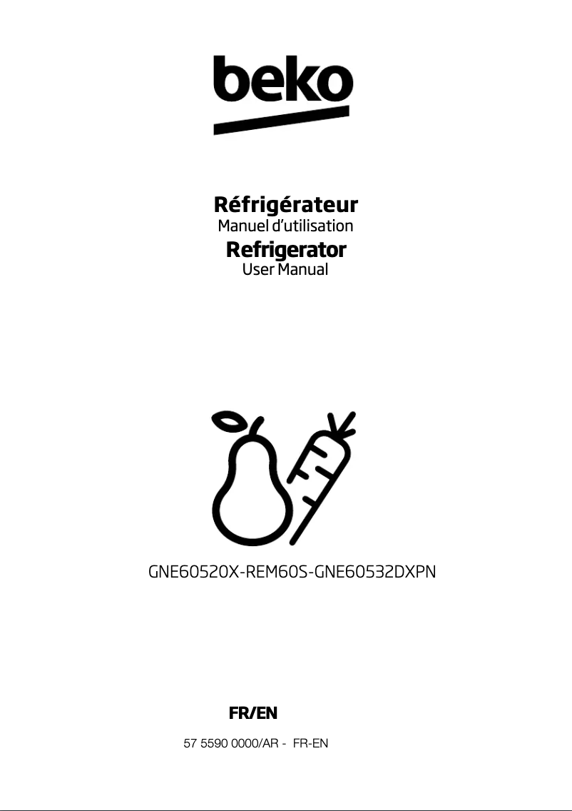 Page 1 de la notice Manuel utilisateur Beko GNE60532DX